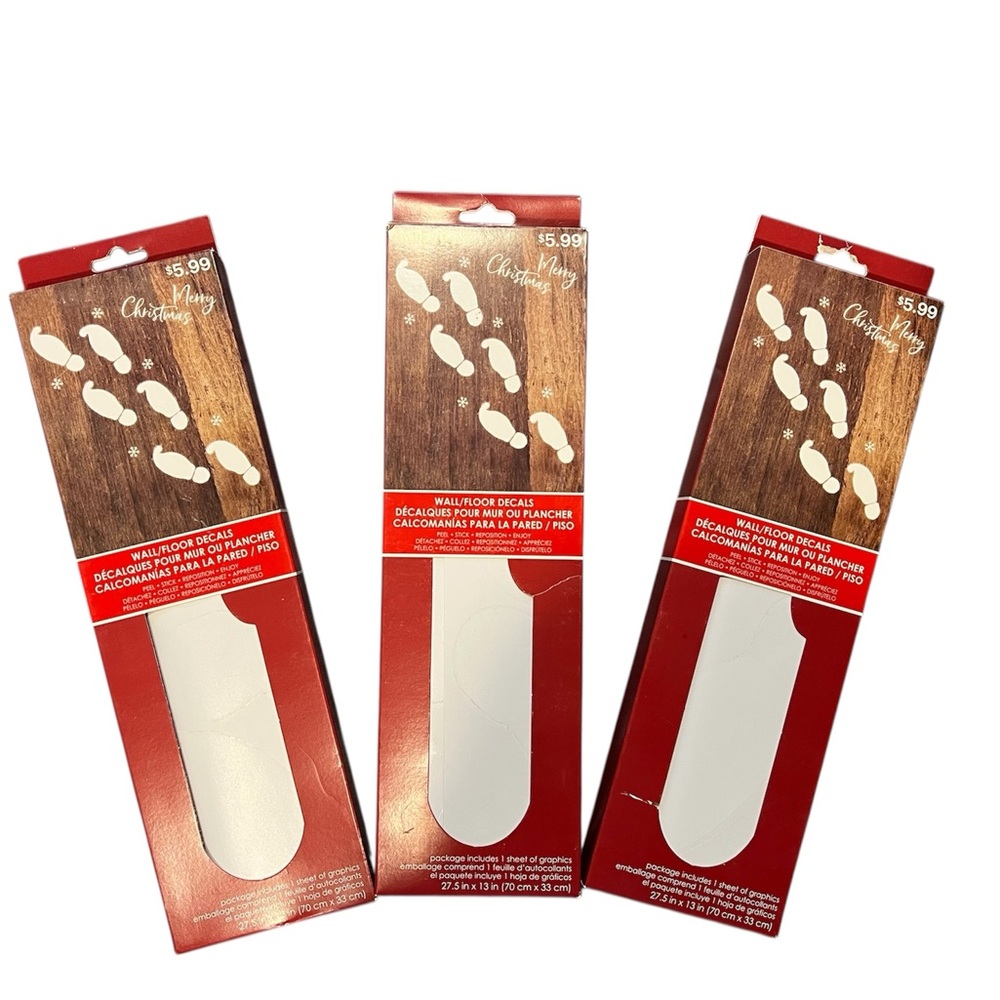 NIB Elf & Snowflake Holiday/Christmas Wall/Floor Peel & Stick Decals Set of 3